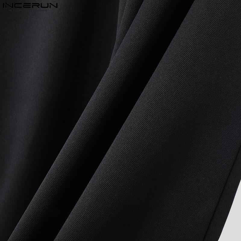 INCERUN Men Patchwork Zip-up Waist Casual Long Straight Pants Trousers