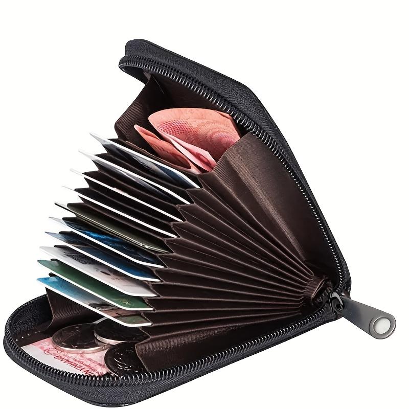 Men PU Casual Card Holder with Zipper - Lightweight, Minimalist Design for Daily Commute, Unlined Interior, Coin Purse Zippered Pouch