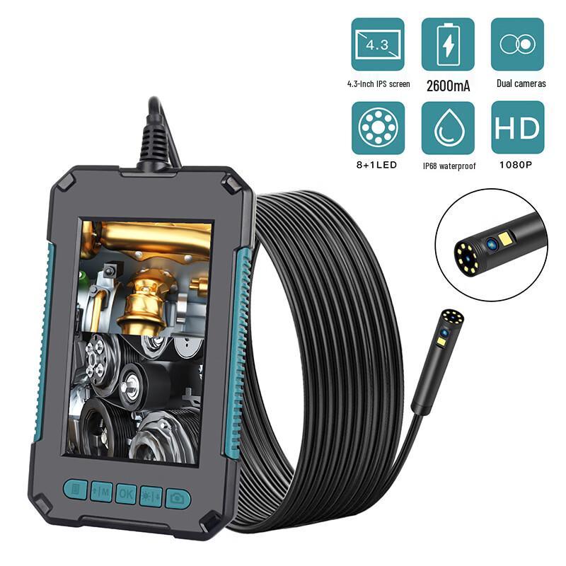 HD 4.3-inch Dual-Lens Pipe Inspection Camera 10m Hard Cable