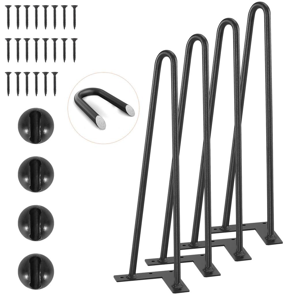 VEVOR 406.4MM Hairpin Furniture Legs, Metal Home DIY Projects for Nightstand, Coffee Table, Desk, 226.8KG Load Capacity with Rubber Floor Protectors