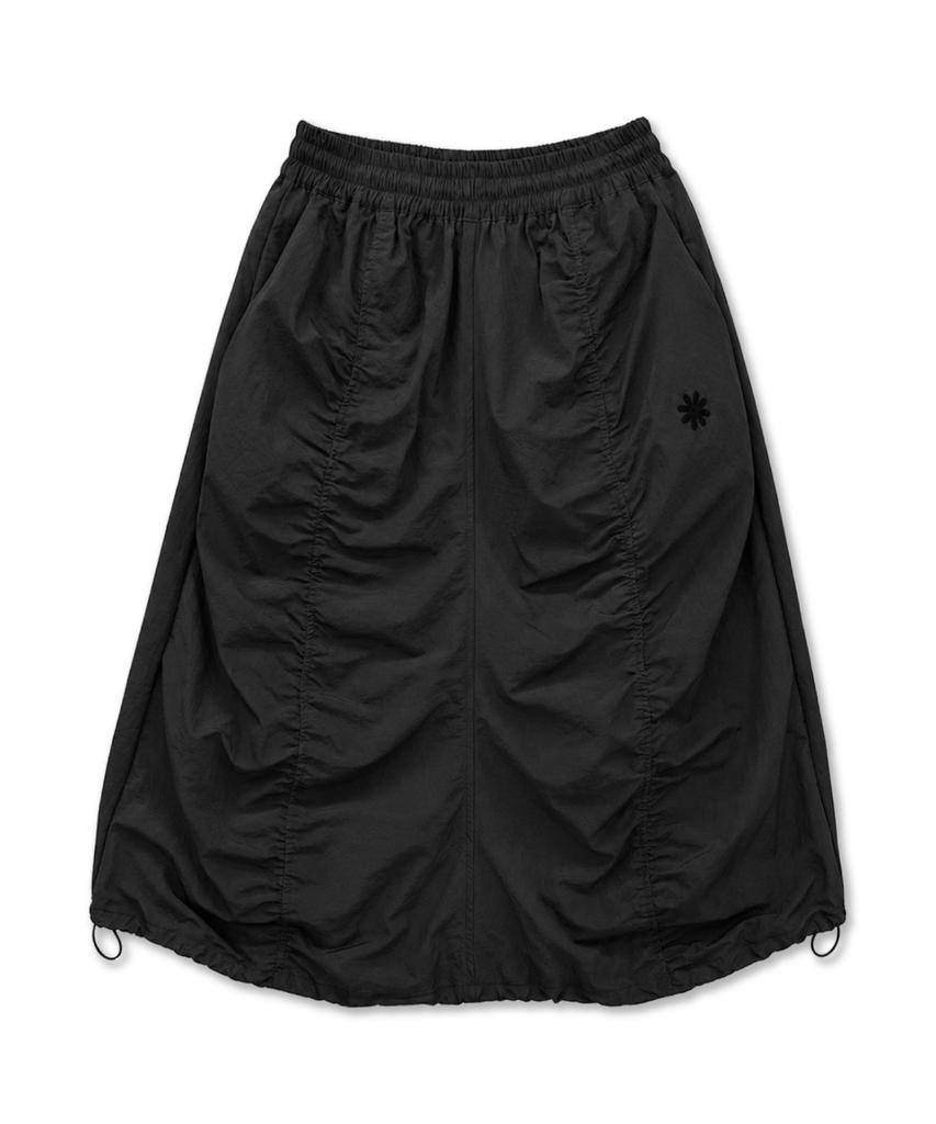 Damiswi Shirred String Balloon Midi Skirt_Black
