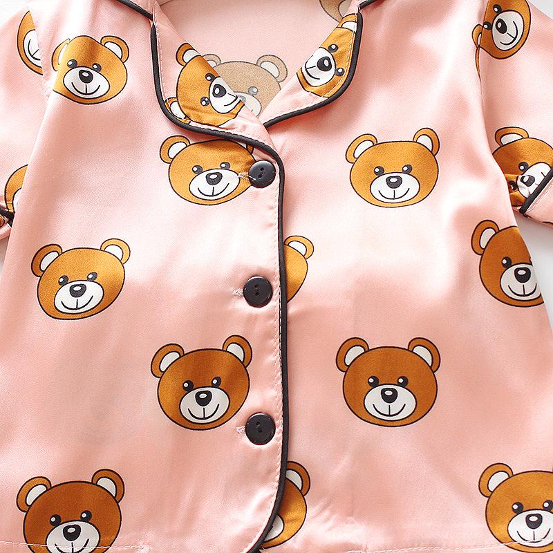 BB58 Mufurui Summer Kids' Silk Bear Cartoon Pajama Short Sleeve Two-Piece Set