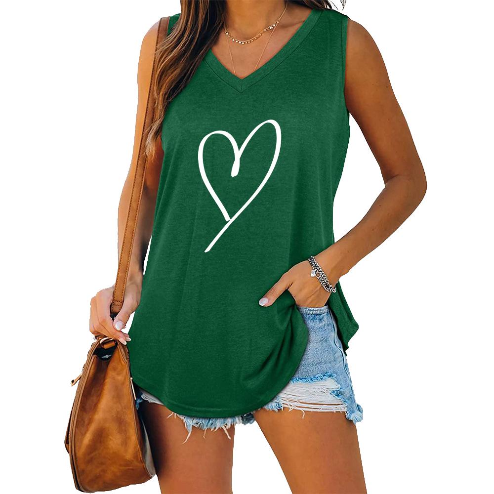 Women Fashion V-neck Sleeveless T-shirt Women Casual Loose Tank Top