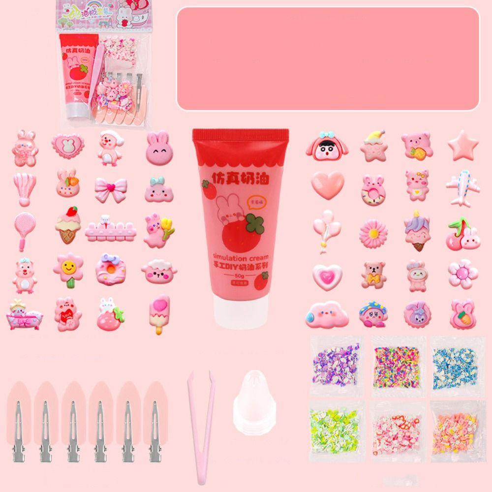 

Lovely Plastic Resin Simulation Cream Gel Yellow Red Blue DIY Hair Clip Decorate DIY Resin Accessories Unisex земляничный