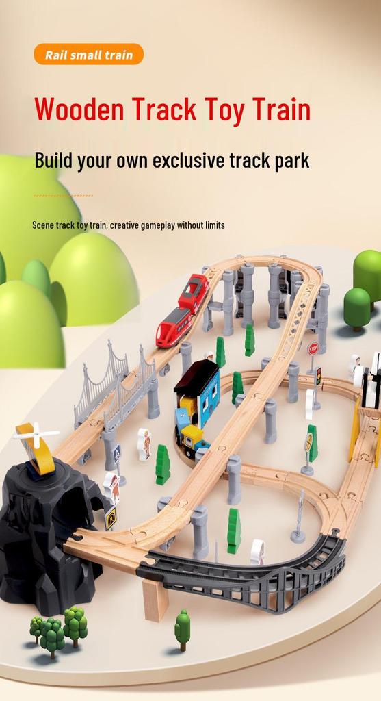 Children's Wooden Electric Train Set with Track - Interactive Educational Toy