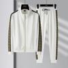 Men's Casual Sports Set Lapel Jacket and Drawstring Trousers Two-piece Set