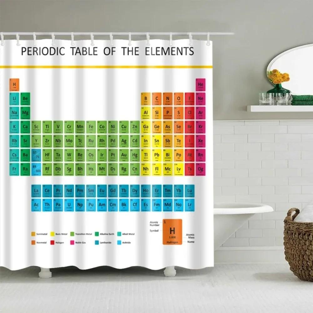 Periodensystem der Elemente Duschvorhang Badezimmer Wasserdichtes Gewebe Waschbar Duschwand Dekoration 240X180cm Duschvorhänge