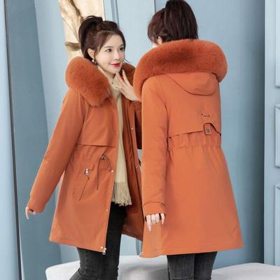 Neu eingetroffen: Verdickter Parka-Mantel für Damen, lange Winterjacke mit Kapuze und Baumwollfüllung