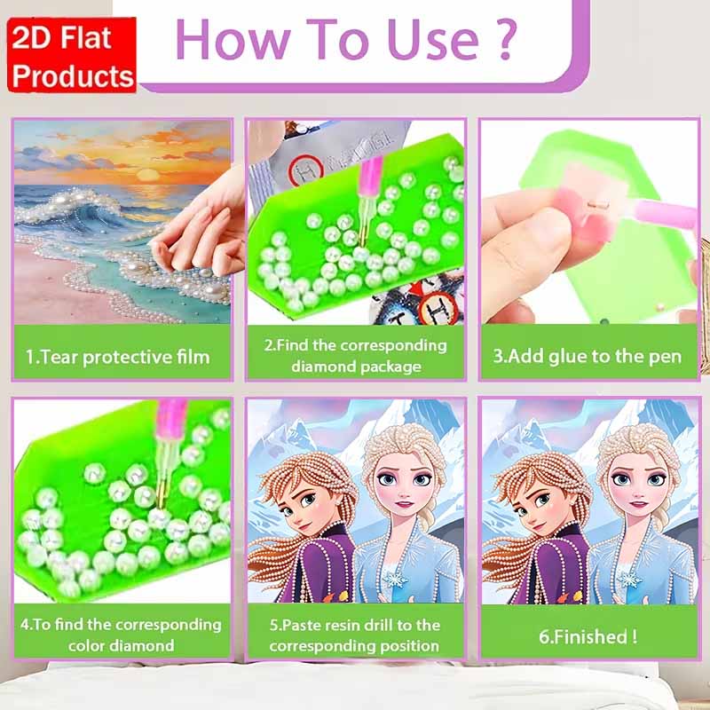 Disney Pearl Painting Frozen Princess Handmade DIY Pearl Gem Painting Pictures Crafts Special Shape Home Wall Decoration