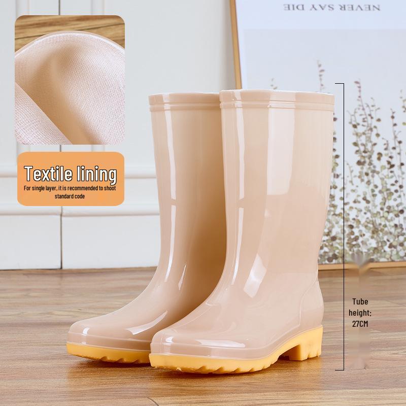 Damen Mid-Calf Fleecegefütterte Rutschfeste Regenstiefel für Alle Jahreszeiten