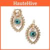 Stylish Blue Devil Eye Earrings With Pearl Turquoise Detail Alloy Material