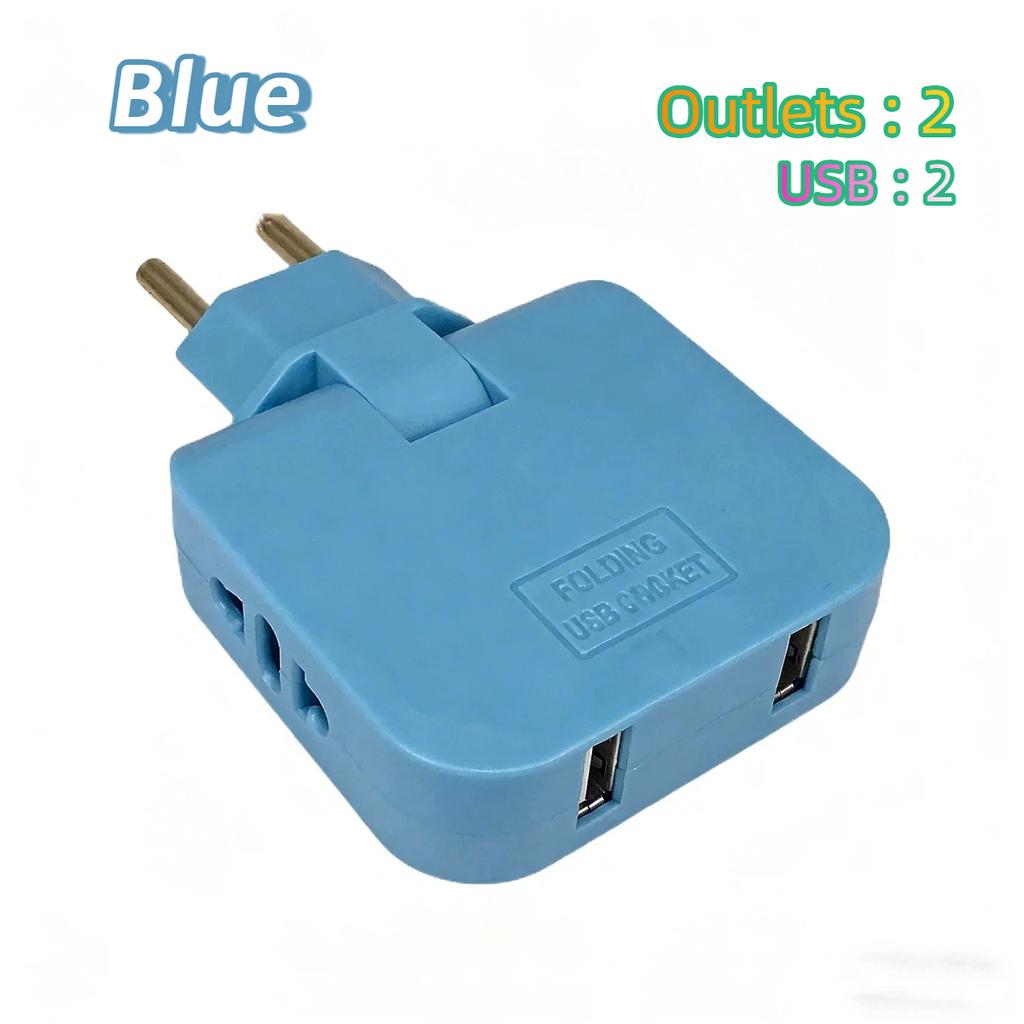 European Standard Rotating Plug Adapter – 180° Rotatable Multi-Outlet Extension Socket Cordless, Lightweight & Portable