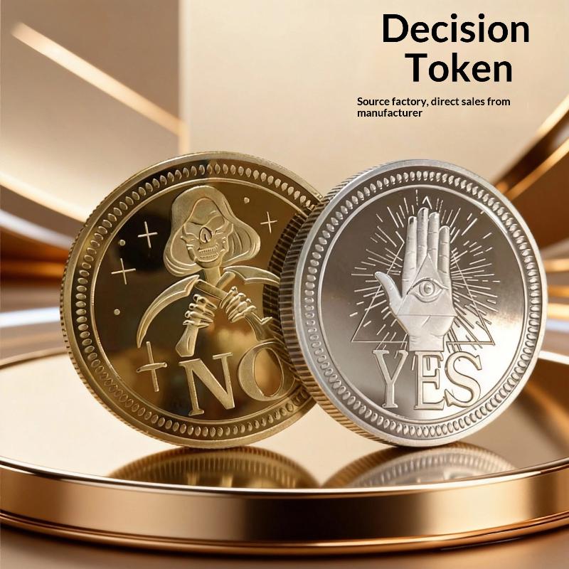 1Pcs Souvenir Commemorative Coin Yes Or No Prediction Decision Coin Ouija All-Seeing Eye Or Death Gothic Copper Plated Coin