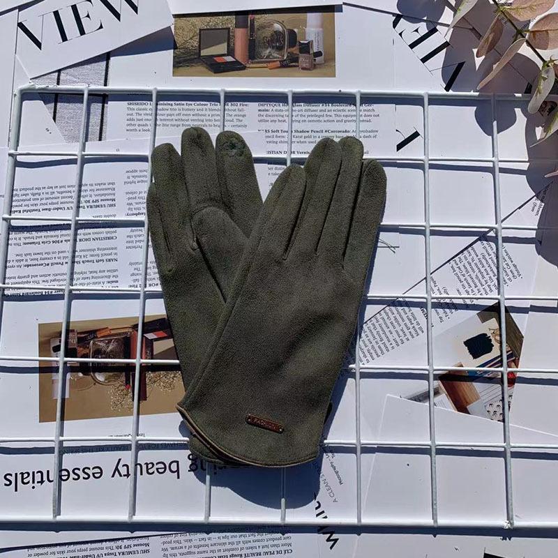 Suede Thermal Gloves Fleece Thickened Driving Gloves Outdoor Sports Touch Screen Split-Finger Gloves Women