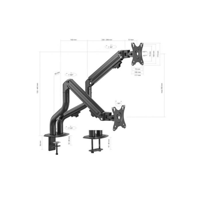Support de table - aisens - dt32tsr-141 - inclinable - 3 pivots - 2 bras - 8kg