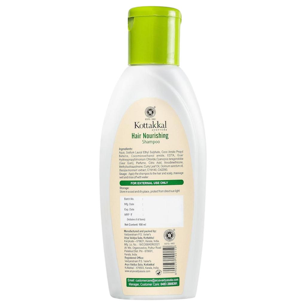 Kottakkal Ayurveda Kräuter-Haarshampoo Natürlich für Starkes Glänzendes Haar, 100 ml Packung mit 2 Stück, Tiefenreinigung, Pflegend
