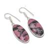 Natural Rhodonite Gemstone 925 Sterling Silver Jewelry Earring 1.65" AE-12298