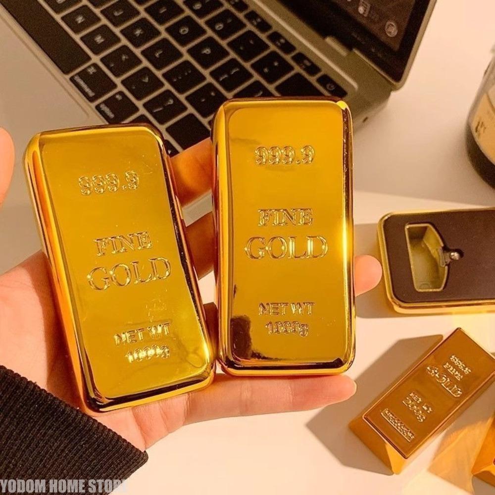 New Creative Stainless Steel Gold Bar Design Beer Bottle Can Opener Bar Restaurant Beverage Metal Opening Kitchen Tool Gift