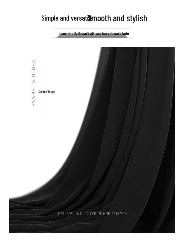 Women's Black High-Waisted Cropped Wide-Leg Trousers - Plus Size Slimming Casual Pants 2026 Student Style