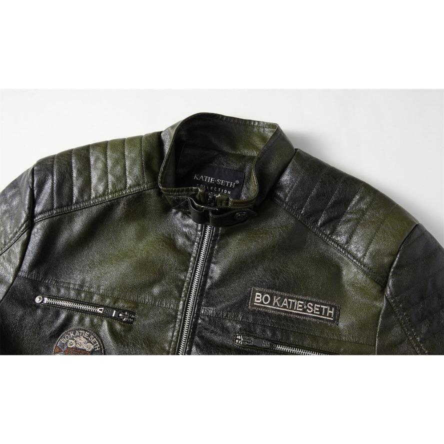 Veste de moto en cuir PU transfrontalier pour homme, style européen/américain, moderne et robuste, plus velours.