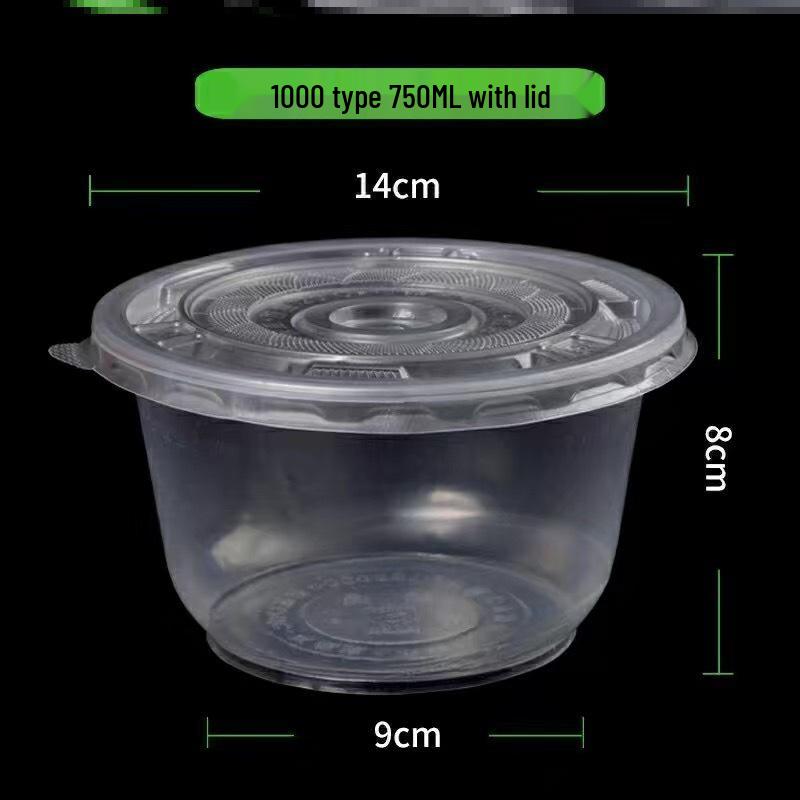 Transparent Thickened Disposable Plastic Bowl - Round, No Lid, Heat-Resistant for Home and Commercial Use