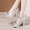 Women's High Heel Shoes Genuine Leather Pumps Platform Mary Jane Shoes Women Office Work Shoe Women's Wedding Shoes 32-43