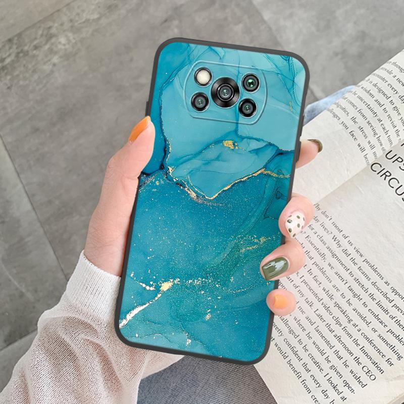 Poco X3 Pro Pocox3 NFC Case Luxury Glitter Gold Foil Ocean Marble Silicone Soft Phone Cover For Xiaomi Poco X3 X5 X6 Pro Shell