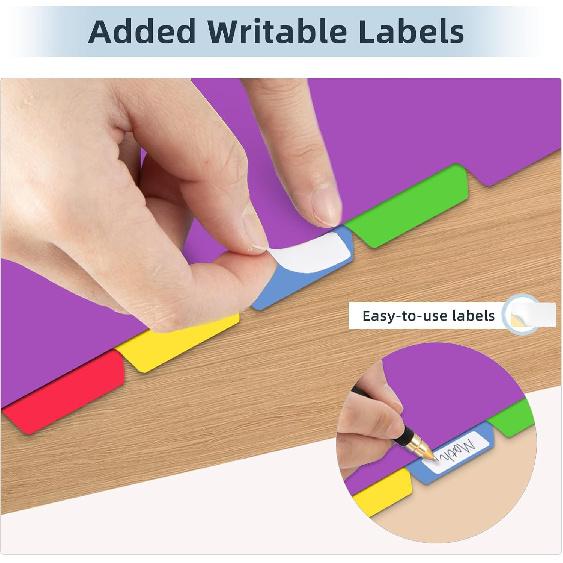 3 Ring Binder Dividers with Tabs - 8-Tab Colorful Plastic Page Dividers for Letter Size (8.5x11), izable Index Tabs, 3 Sets | Reble Rainbow Binder