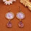 [Pair of Angelic Earrings] Vintage-Inspired Angelic Earrings with Sparkling Rhinestones, Star & Heart Charms - Zinc Alloy, Perfect for Women's Date Ni