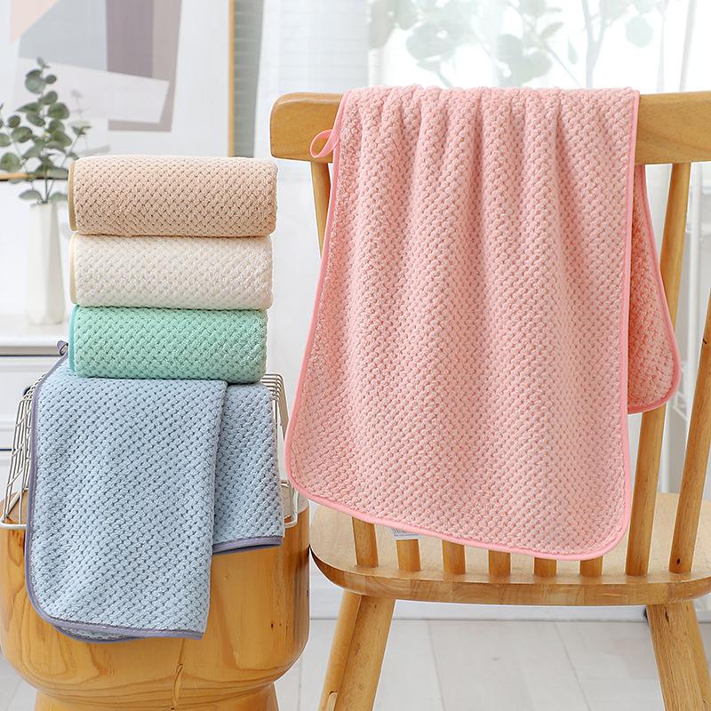 Japanese Coral Fleece Towel Honeycomb Waffle Pineapple Grid Towel Simple Solid Color Soft Skin-friendly Absorbent Cotton Face Towel