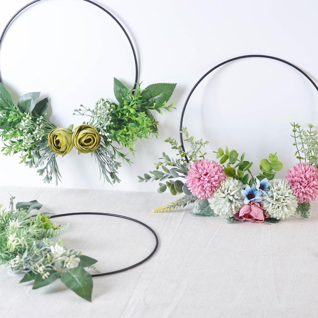 Floral Hoop Wreath Compact Simulation Flower Wreath for Home Wedding Wall Window Hanging Decor