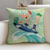 Creative PPhineas and FerbS Cushion Cover Breathable and skinfriendly linen pillowcase square removable and washable cushion