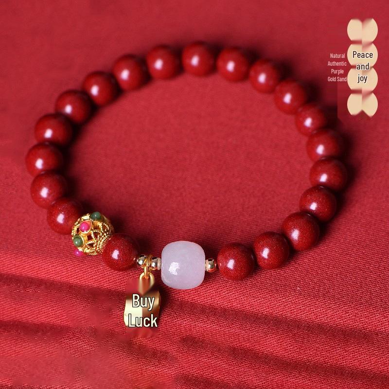 Genuine Purple Gold Sand Cinnabar Bracelet for Women - Year of Birth Gift with Fu Card