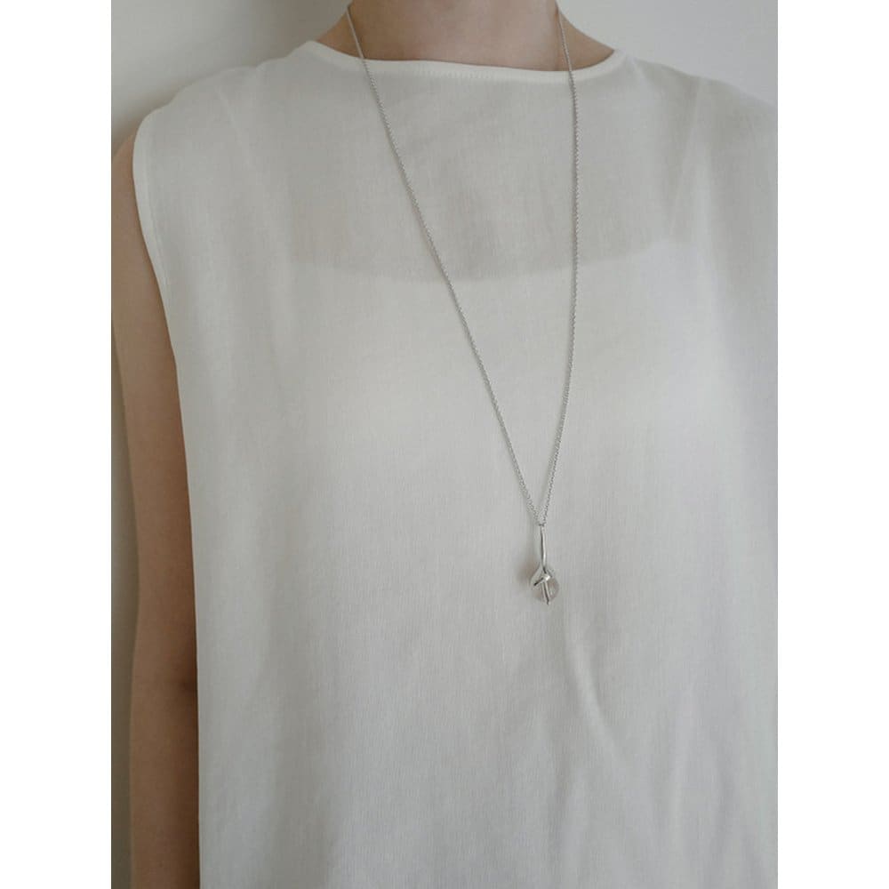 Stone Bud Long Necklace (Crystal)