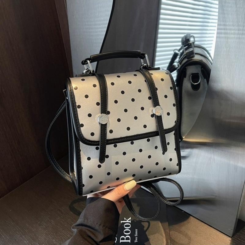 

Рюкзак в горошек, дизайнерский, для девочек, новая модная трендовая модель, маленький легкий рюкзак для осени и зимы, женский серебряный