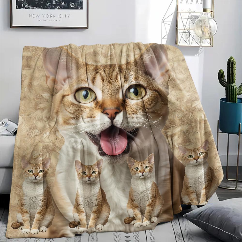1Pc Cute Yellow Cat Print Flannel Blanket, High quality Comfortable for All Seasons, Home Decor, Warmth and Comfort, Perfect for Gifts
