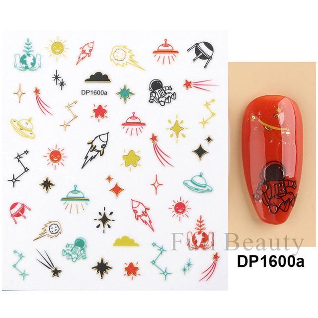 Nail Art Sticker, Star Love Mango Star Dot Gold And Silver Adhesive Nail Sticker.