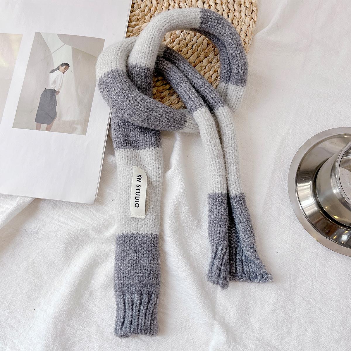 

Japanese Vintage Style Cute Sausage Scarf Rolled Woolen Scarf Student Girl Autumn and Winter Decorative Thin Strips 102*12CM
