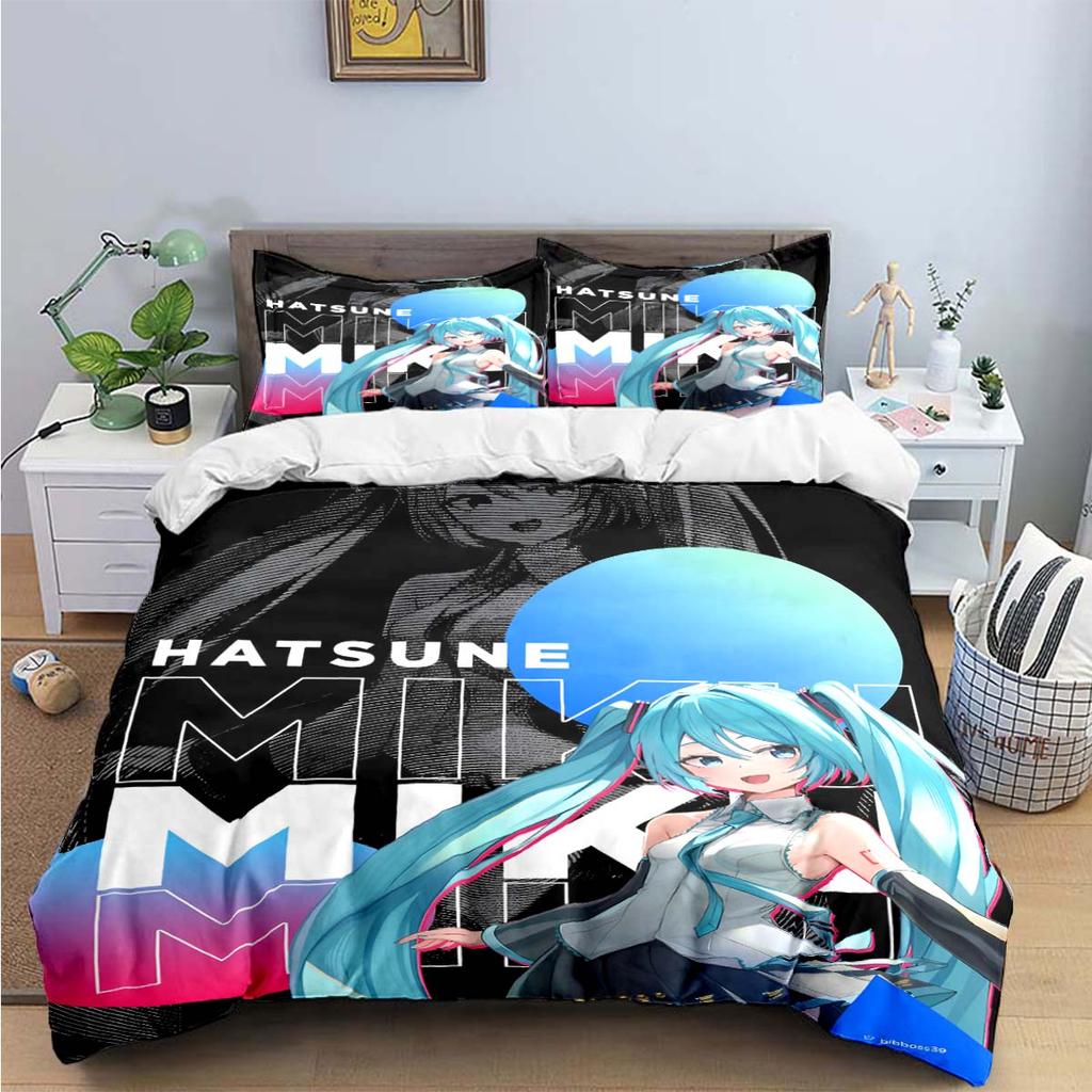 Comforter Cartoon Kawaii Virtual Singer H-Hatsune-Miku Bedding Sets Bed Supplies Set Bed Comforter Set Bedding Set Gift