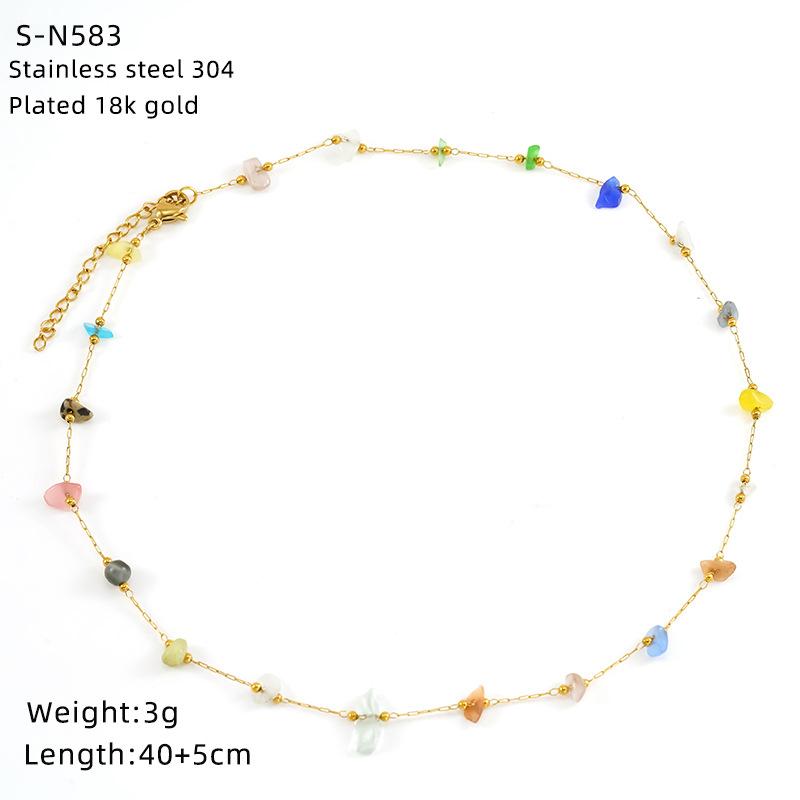 Halskette aus Edelstahl mit glasierten Perlen und Kristallen, süße türkisfarbene Natursteinkette, Persönlichkeit, hochwertige Schlüsselbeinkette