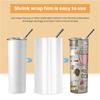 A84X-400 Pieces Sublimation Shrink Wrap Sleeves 5X10 Inch White Bag For 567G Tight Tumblers, Heat Transfer Shrink Film