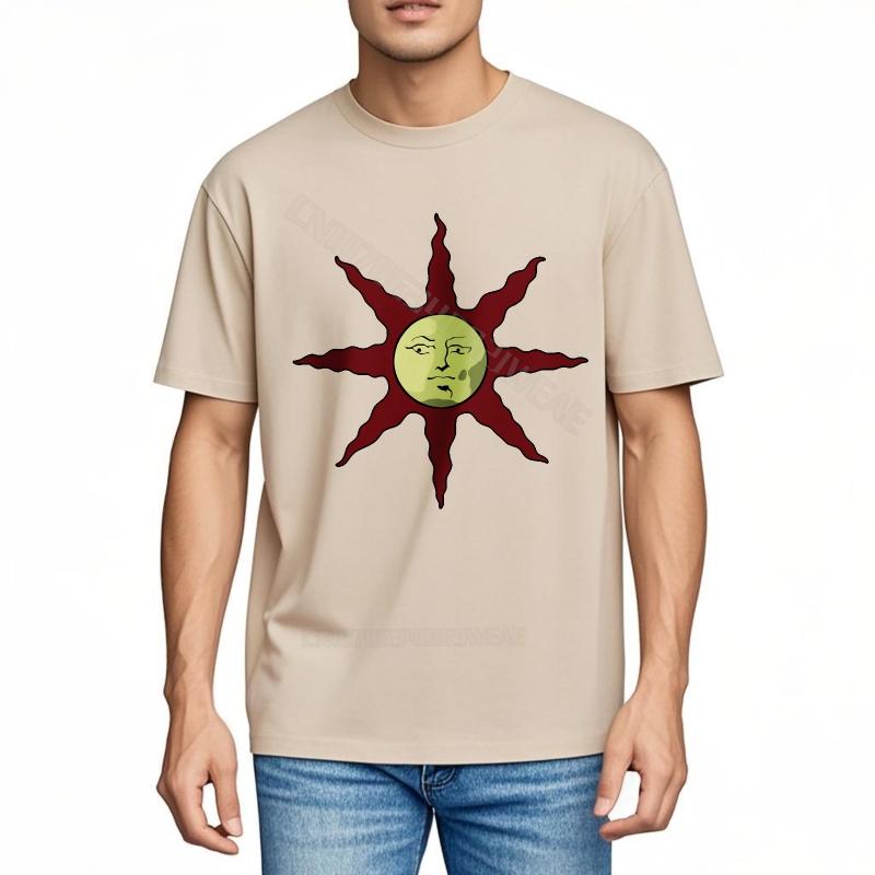 Tshirts For Unisex Fashion Classic Tshirt Red Sun With Face Design Workout Vintage Tshirt Cool Cheap Tshirt Casual