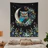 1pc Bohemian Owl Floral Aesthetic Tapestry, Moon and Starry Sky Tapestry, Cute Owl Plant Floral Plant Room Tapestry