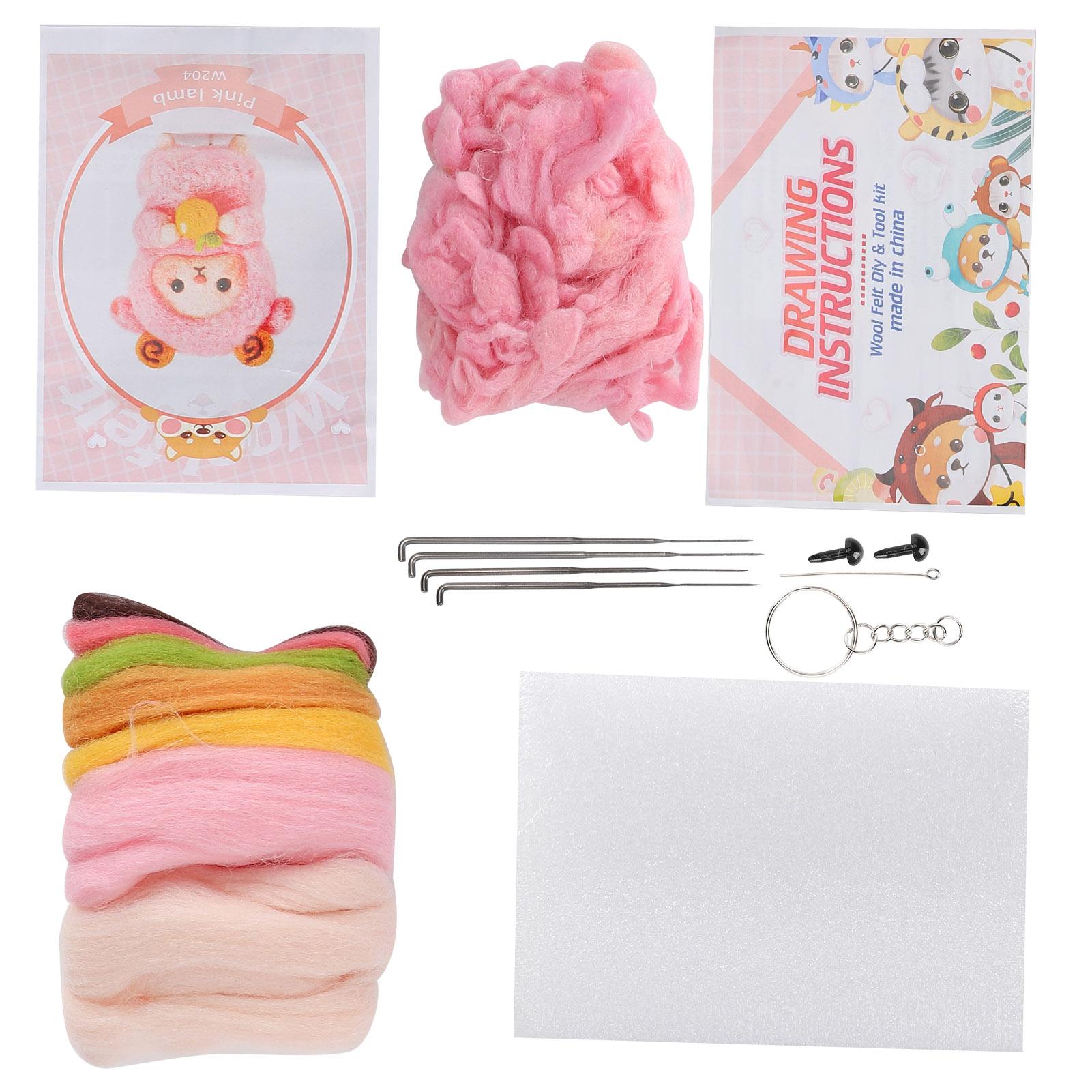 

Набор материалов для изготовления куклы-овечки из цветного войлока для валяния иглой своими руками с рисунками и инструментом для тыкания 204# Розовый