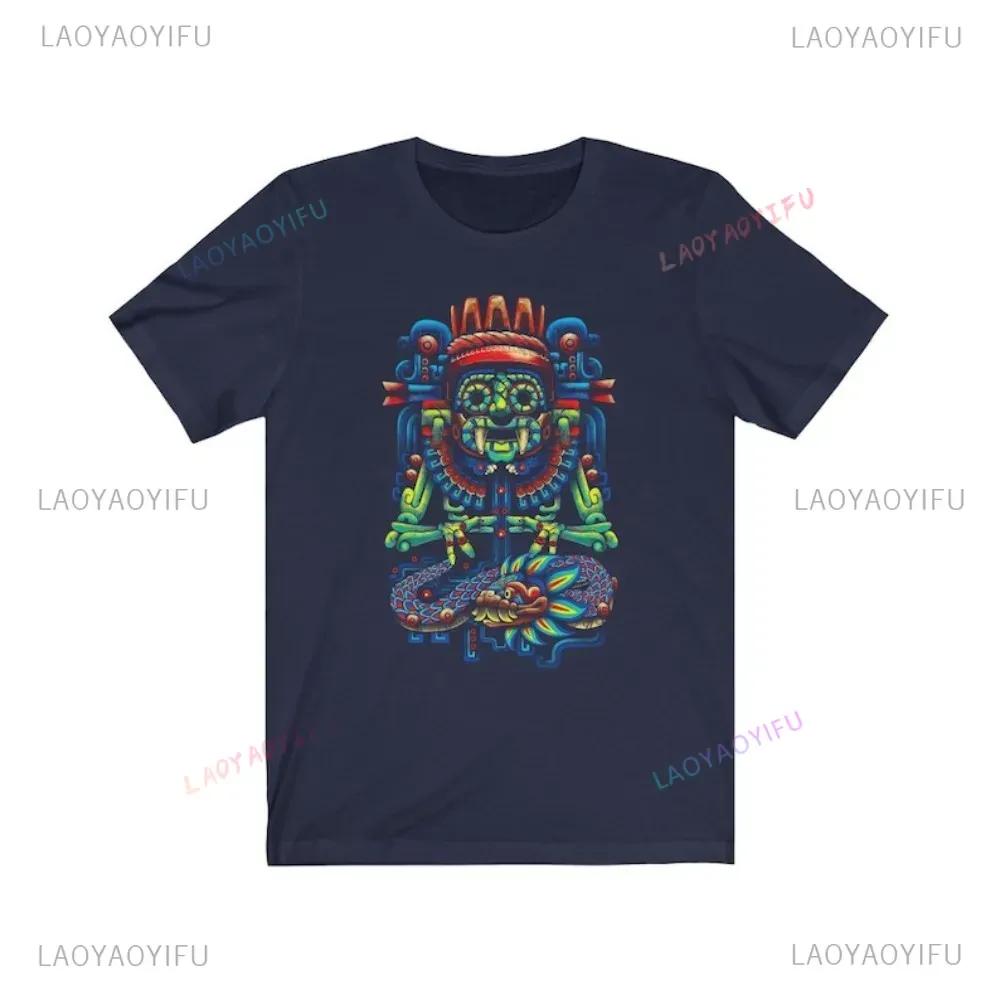 Tlaloc Quetzalcoatl Aztéčtí Bohové Starověcí Bohové Mexické Tričko Pánské Aztécké Tričko Aztécký Potisk Trička z Mexika Mexické Oblečení Muži