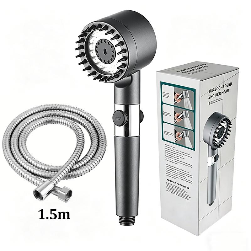 High Pressure Filter Shower Head 3 Modes One-key Stop Water Massage Clean Powerful Pressurized Shower Nozzle