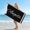 1pc Black personalized customized beach towel, ultra-fine fiber quick drying and absorbent beach towel, bathroom decoration