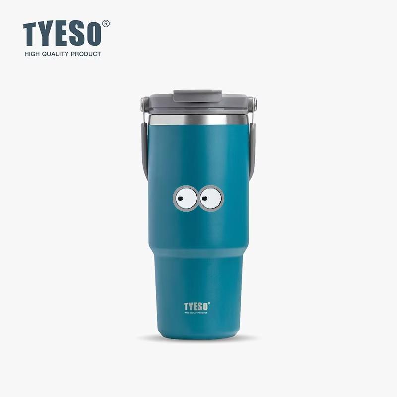Tyeso 1050ML Big Capacity Travel Mug Vacuum Cup Stainless Steel Coffee Cup Cold Hot Double-layer Insulated Cup Tumbler with Eye Sticker