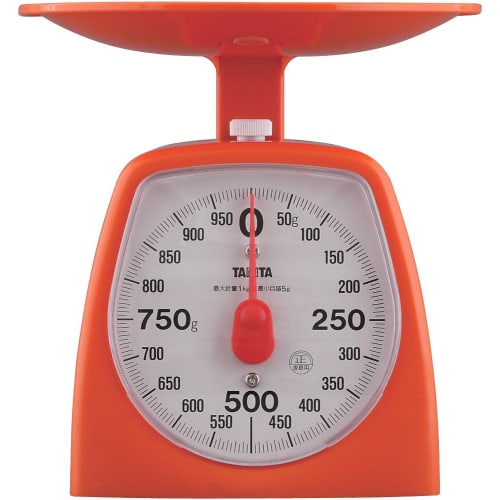 Tanita Cooking Scale, Analog, 1kg Capacity, 5g Increments, Made in Japan, Orange, 1439-OR