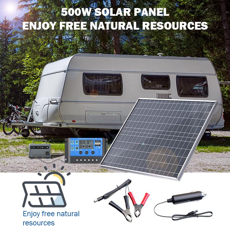 500W-1000W Polycrystalline Solar Panel Kit 12V Portable Charger Power Generator for Home RV Camping Outdoor Travel 4